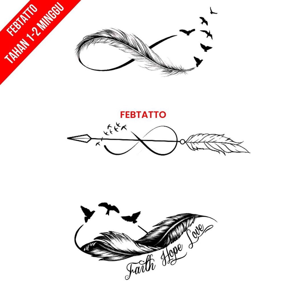 Tato Temporer Infinity Bulu Tato kecil Stiker Tatto - BOBA 1-3