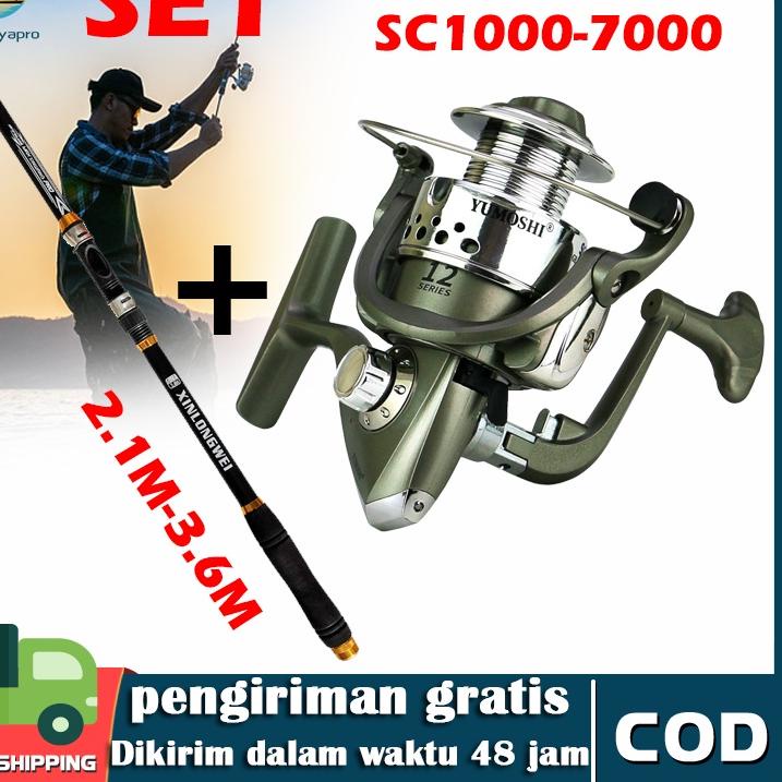 ➮ Pancing 1 set murah Joran Laut 35 Kg Panjang 2.1-3.6M and Rel Pancing Power Handle SC Gulungan Pan