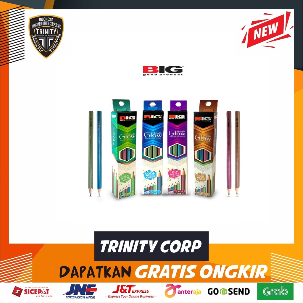

Pensil 2B BIG Metallic Glow PS-966 Pencil Untuk Ujian Per Pak