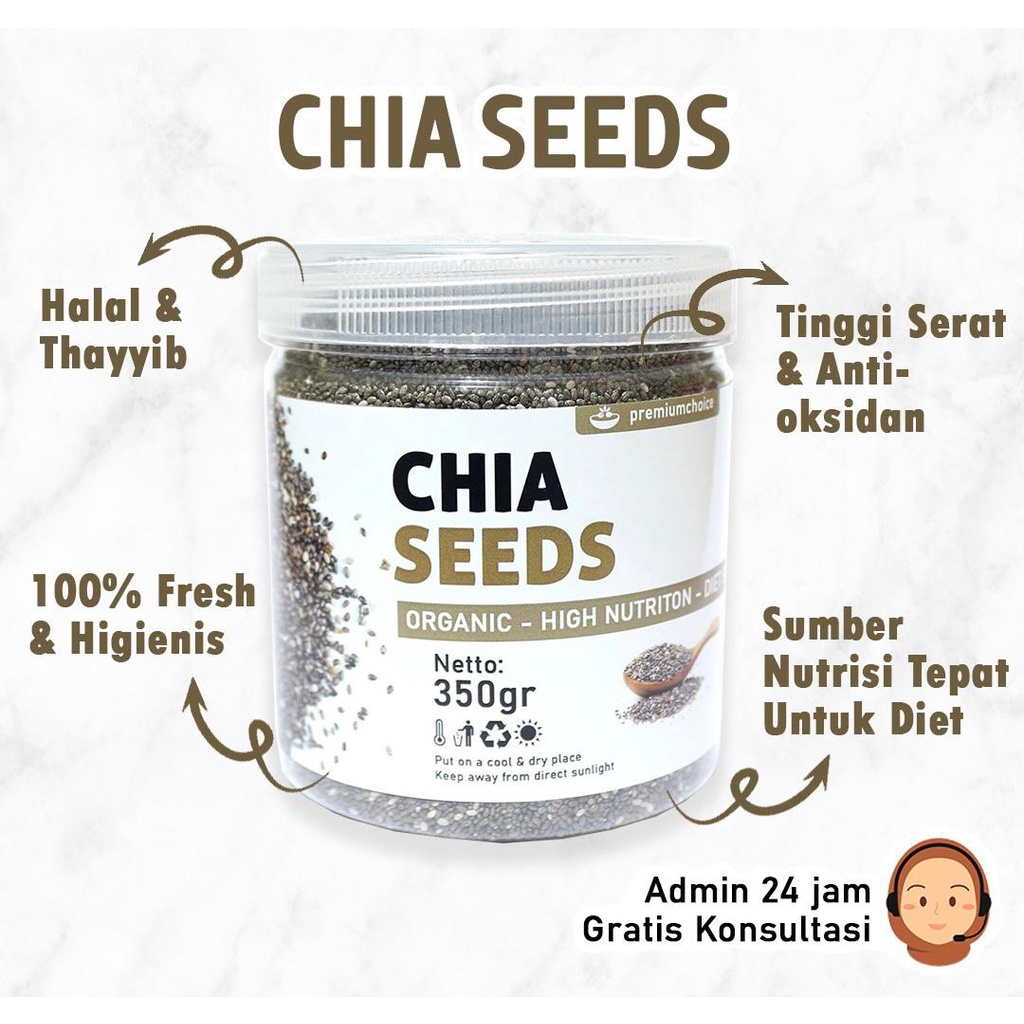 

CHIA SEED GRADE A Organic Original 100% Asli Tanpa Campuran Untuk Diet Serat Sehat