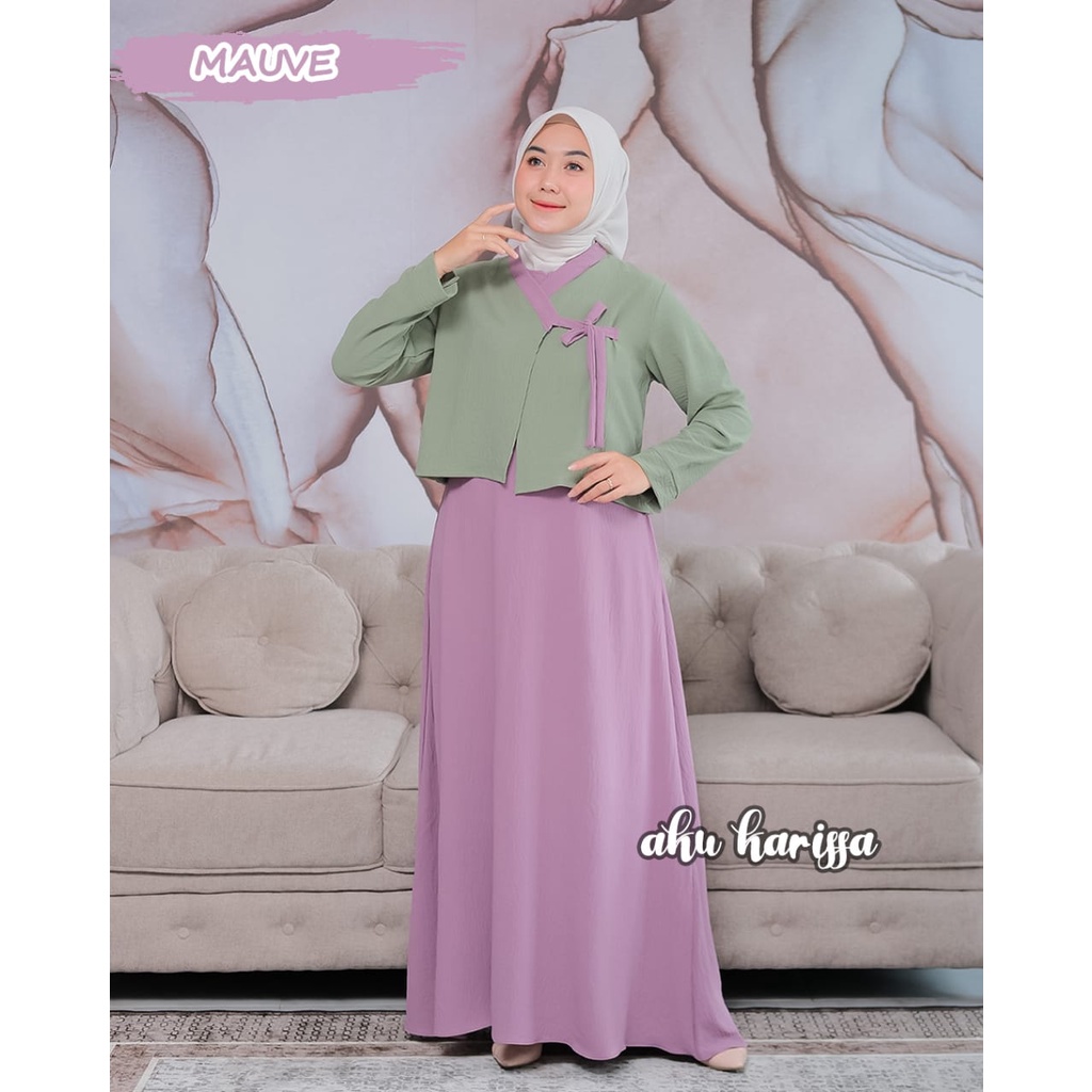 Gamis HARUKA AKU KARISSA cringkle premium dan monalisa mix wolfis syari  hanbook baju wanita muslim kiyowo korean style