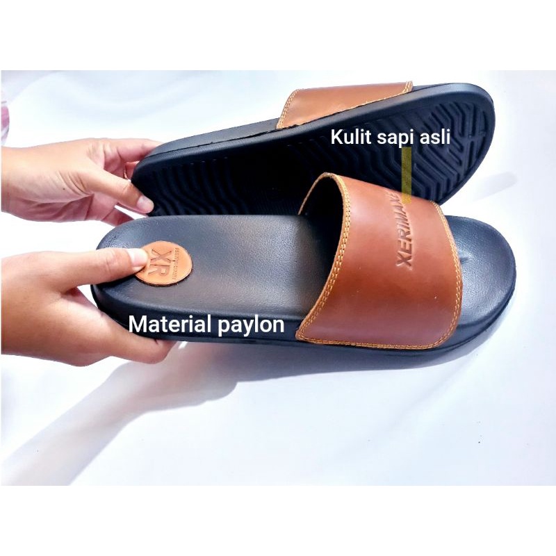 sedal kulit slide/sendal kulit pria/sendal kulit XERIMAXE