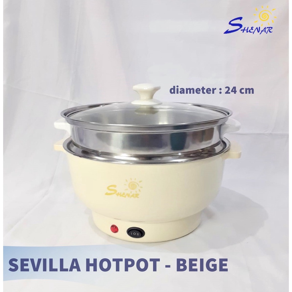 SHENAR,(COD) COOKING SEVILLA HOT POT (DIAMETER 24 CM) PANCI LISTRIK FREE KUKUSAN MULTIFUNGSI LAPISAN STAINLESS STEEL PANCI ELEKTRIK