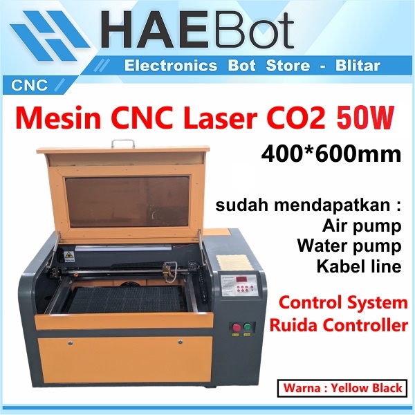 [HAEBOT] CNC Laser CO2 50W 50 Watt 4060 40x60 Controller Ruida Cutting dan Grafir Mesin Engraving Ukir Potong Akrilik Kayu USB