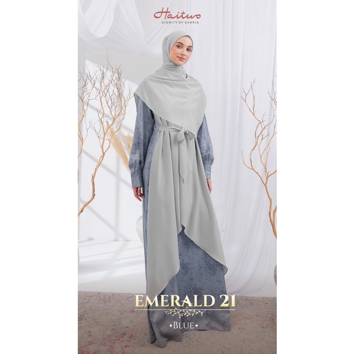 BISA COD - HAITWO Gamis Syar'i Emerald 021 Reddish - Blue / Fashion Muslim 2023