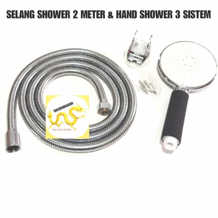 SELANG SHOWER 2 METER PLUS KEPALA HAND SHOWER 3 SISTEM