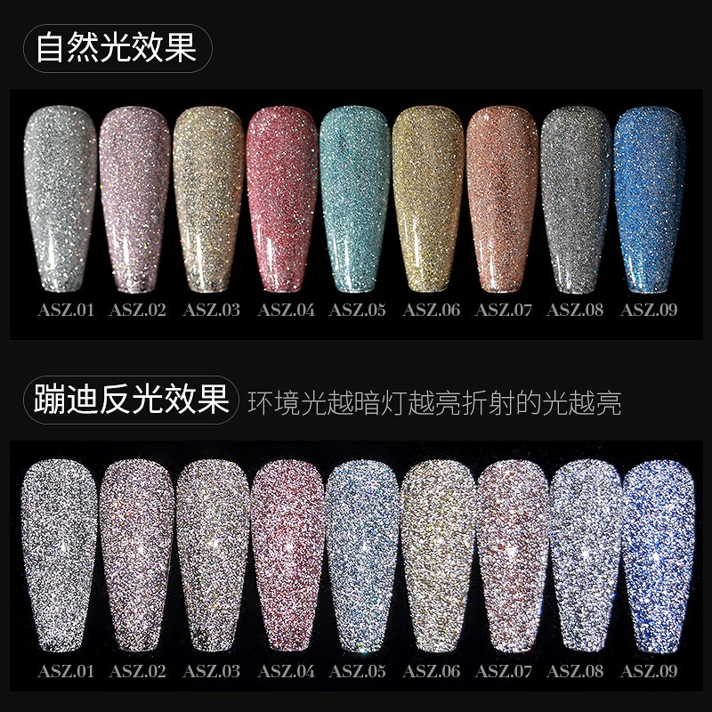 [ORIGINAL] 2023 AS PREMIUM UV GEL POLISH GLITTER GEL POLISH REFLECTIVE 15ML | DIAMOND BROKEN DRILL NAIL FLASH GEL POLISH / kutek gel sinar flash glitter/UV GEL POLISH