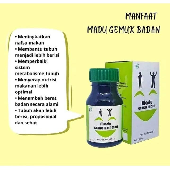 MADU GEMUK BADAN DEWASA ORIGINAL ASLI PLUS PROPOLIS HONEY PEGAGAN TEMULAWAK CURCUMA PENAMBAH NAFSU M
