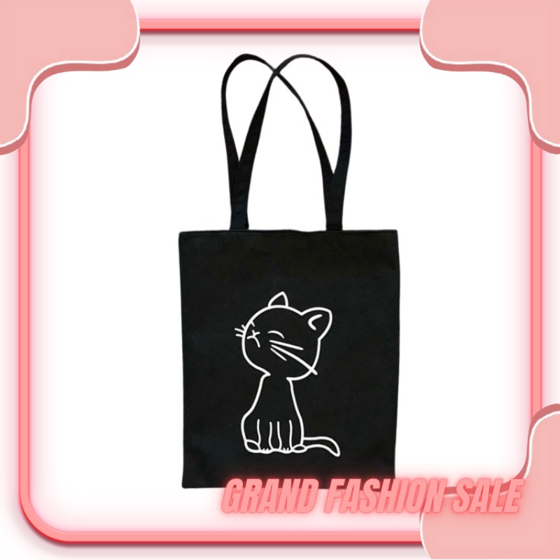 [LOKAL] DOMMO - D1046 PUSHY Dari Jakarta - BISA COD - TOTEBAG KUCING TOTE BAG CAT MORYMONY