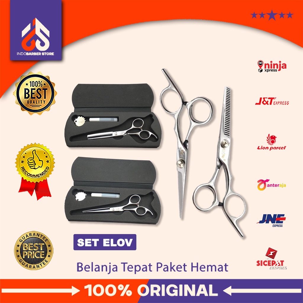 Gunting set Elov 6 Inch Alat Potong Rambut Salon Barbershop