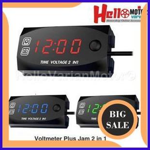 Digital Voltmeter Motor 2 In 1 Volt Dan Jam 1M4R23 perkakas