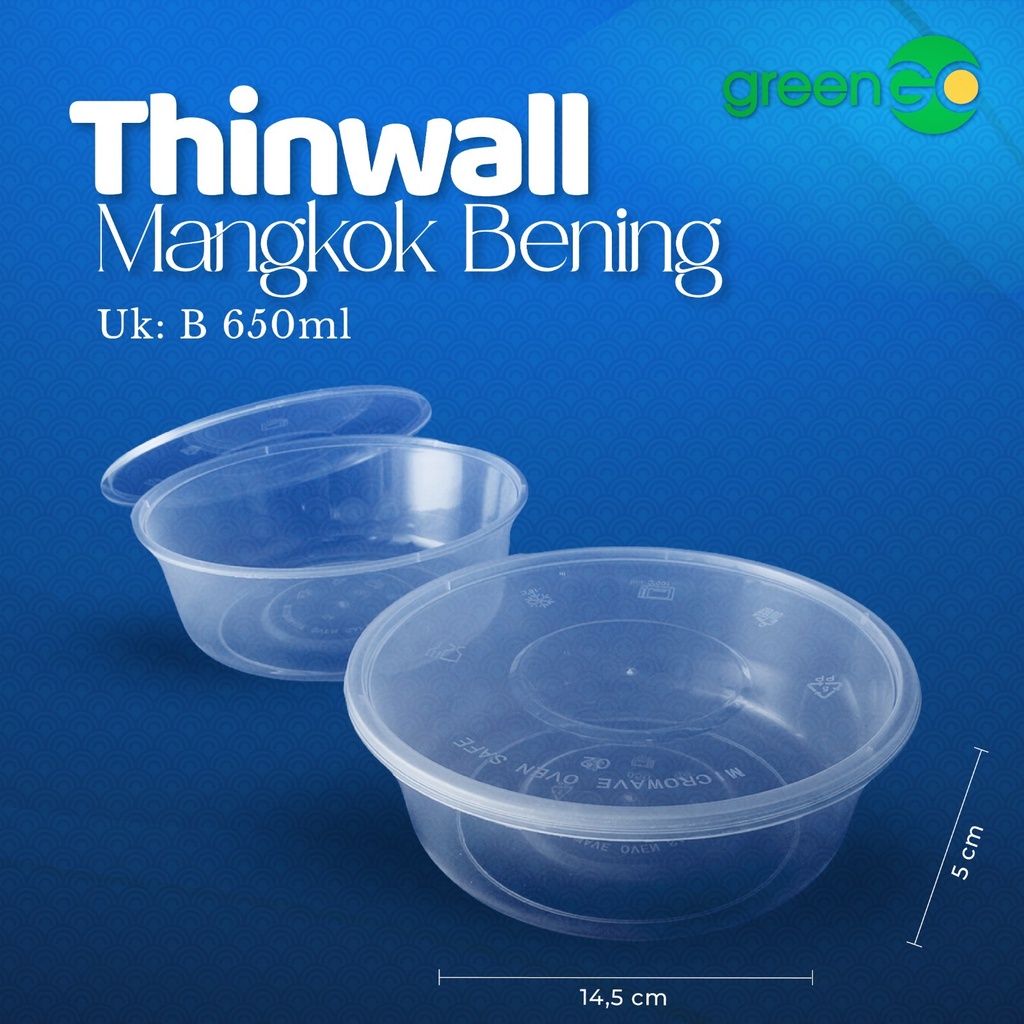MANGKOK PLASTIK BENING AECO 650ML 25 SET TUTUP MANGKOK PLASTIK HIGIENIS MANGKUK PLASTIK CUP PLASTIK 