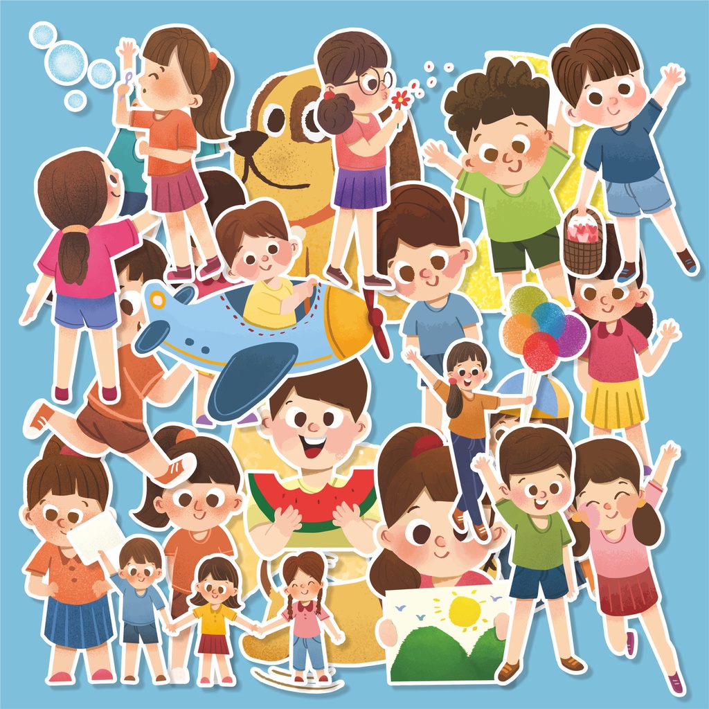 

( 20 pcs )cetak stiker label satuan murah tema CHILDERN-watercolor/murah/bisa cutting