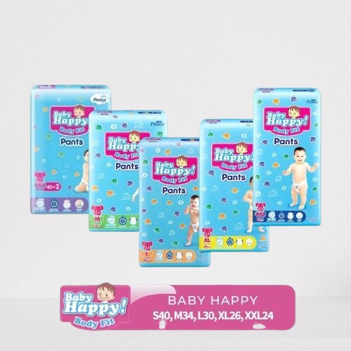Baby Happy Pants S40/M34/L30/XL26/XXL24/ Popok Baby Happy Pants S38/M34/L30/XL26/XXL24 / Pampers Bab