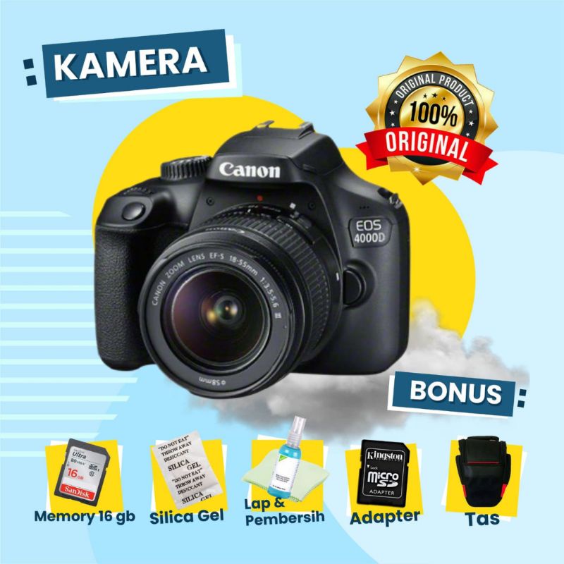 Canon 4000D Kit Second Bekas Siap Pakai Kamera Wifi Normal Bergaransi
