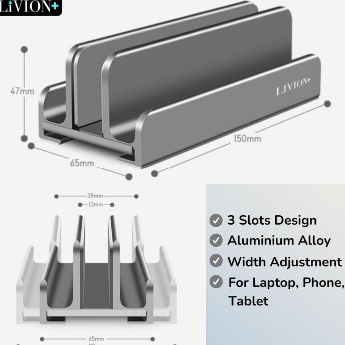 STAND LAPTOP 3IN1 STAND VERTICAL ALUMINIUM BRACKET HOLDER LIVION+ MACBOOK LAPTOP EL09I09A82L