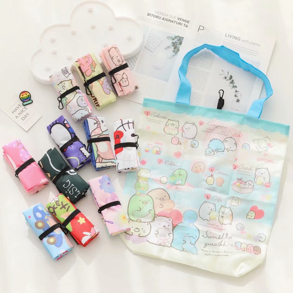 Eco Bag Folding bag Tas Belanja Tas Lipat Princess Cinnamoroll Pompompurin Kuromi Little Twin Star