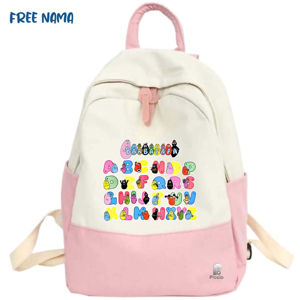 TAS RANSEL BACKPACK ANAK SEKOLAH MOTIF KARTUN BARBAPAPA UNISEX (FREE NAMA)