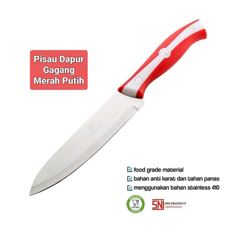 KOMODO PISAU DAPUR STAINLESS WARNA GAGANG MERAH PUTIH