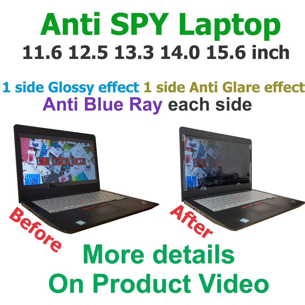 Anti spy laptop screen guard privasi privacy filter anti radiasi anti glare glossy 13.3 14 14 16:10 15.6 inch