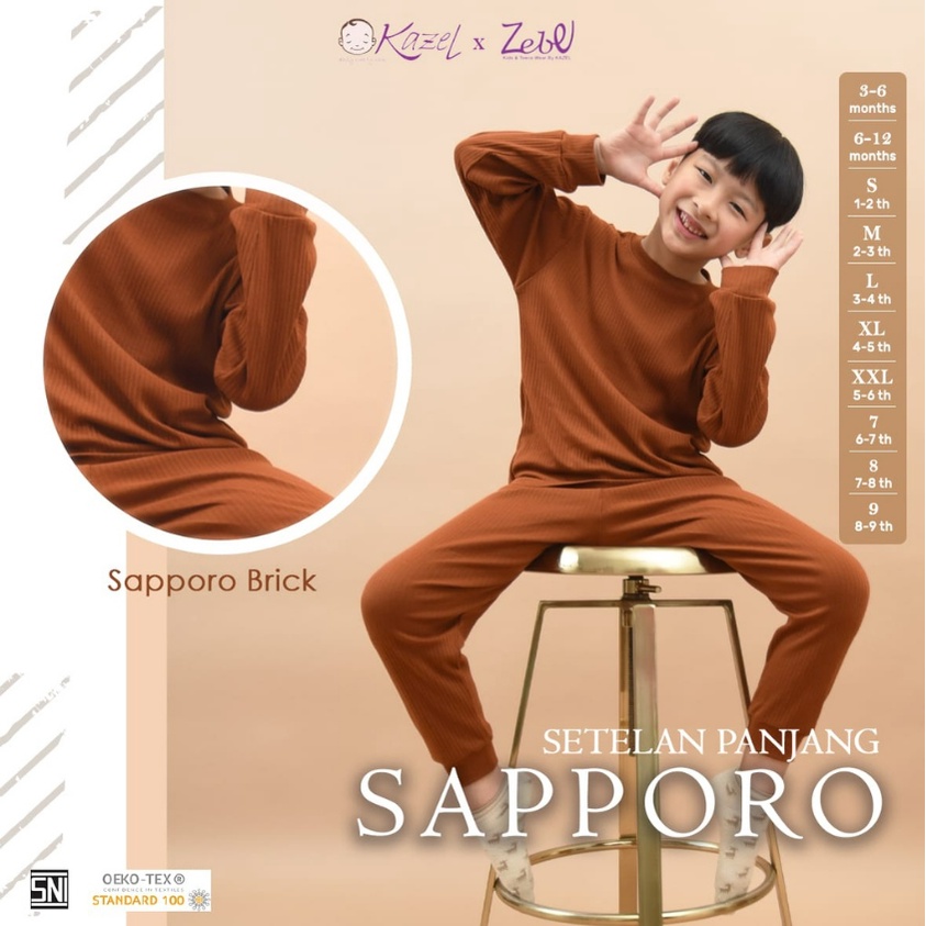 Kazel Sapporo Pajama 0-9 Tahun Setelan Piyama Panjang Rib / Kazel x Zebe Piyama Reeb