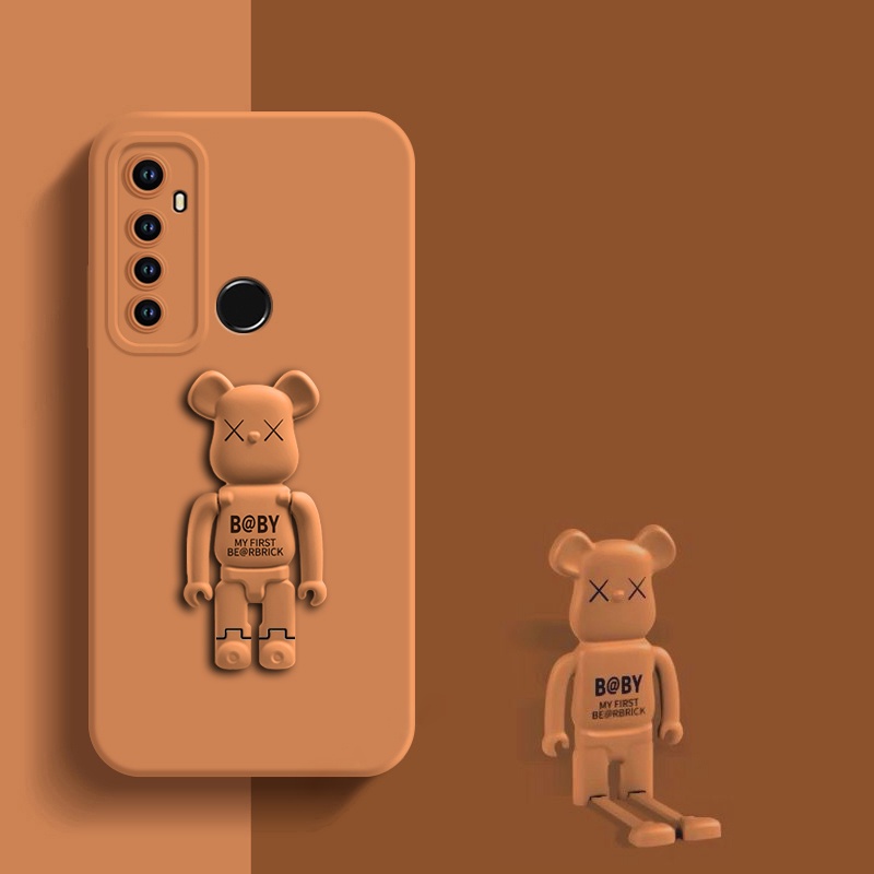 Official Original Holder SoftCase Realme 5 5i 5S 6i C3 C1 C2 7i 8i 8 Pro 4G 5G Casing Bear Stand Silicone Case