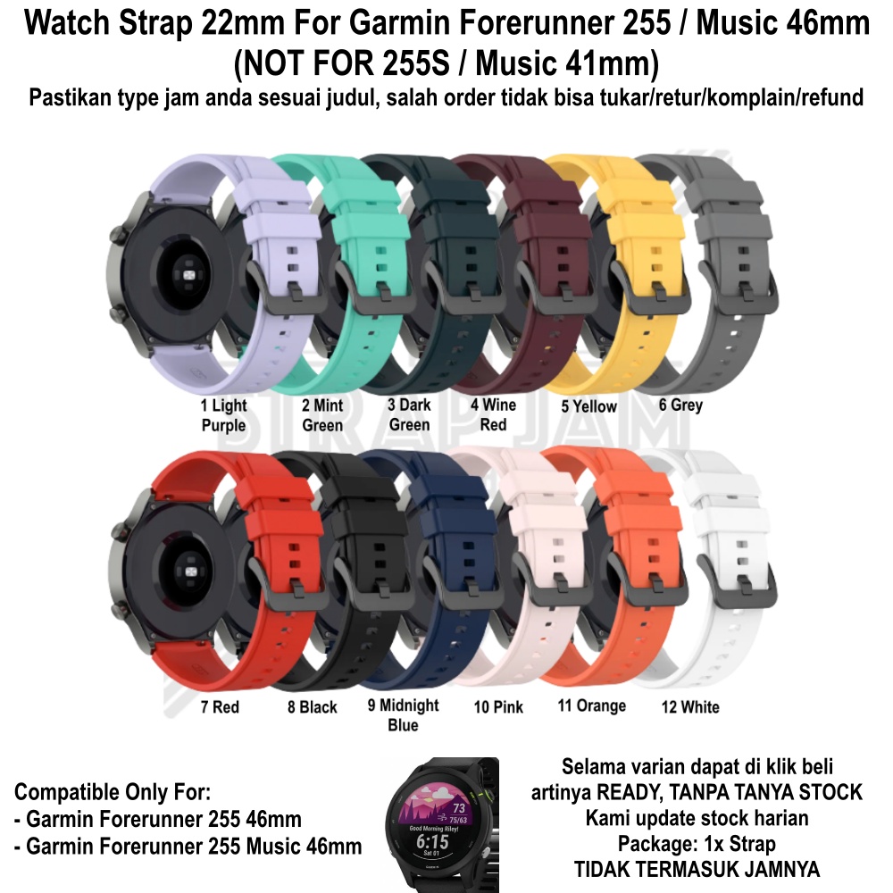 T2P Strap 22mm Untuk Garmin Forerunner 255 / Music 46mm - Tali Jam Tangan Pin Quick Release