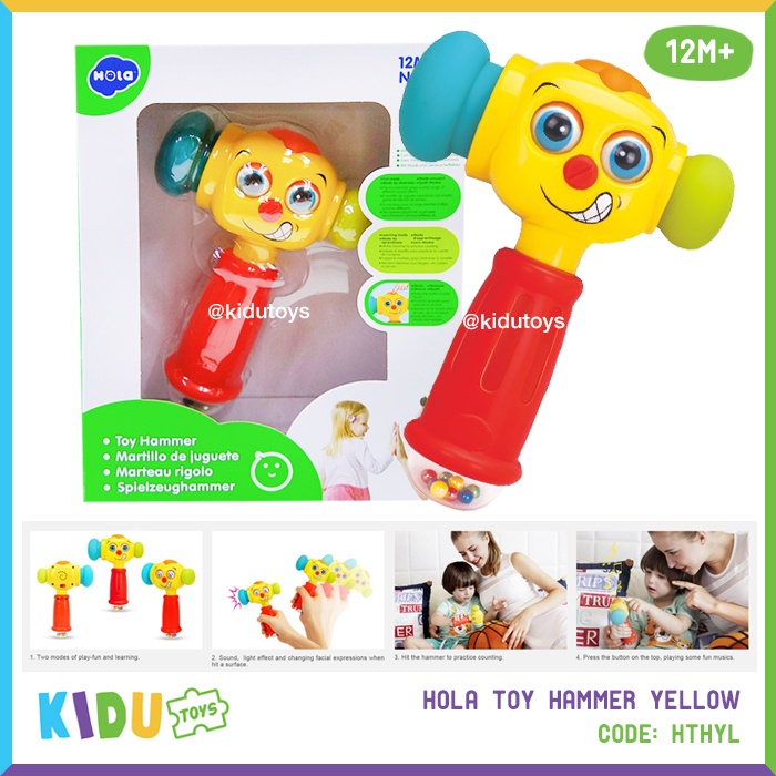 Mainan Anak Palu Pukul Pukulan Hola Toy Hammer Yellow Kidu Toys