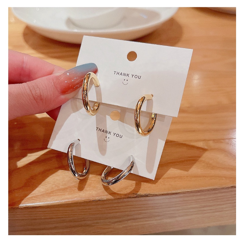 Metal C-shaped Circle Hoop Earring Women 2021 New Anting Hoop Korea (Takota 061)