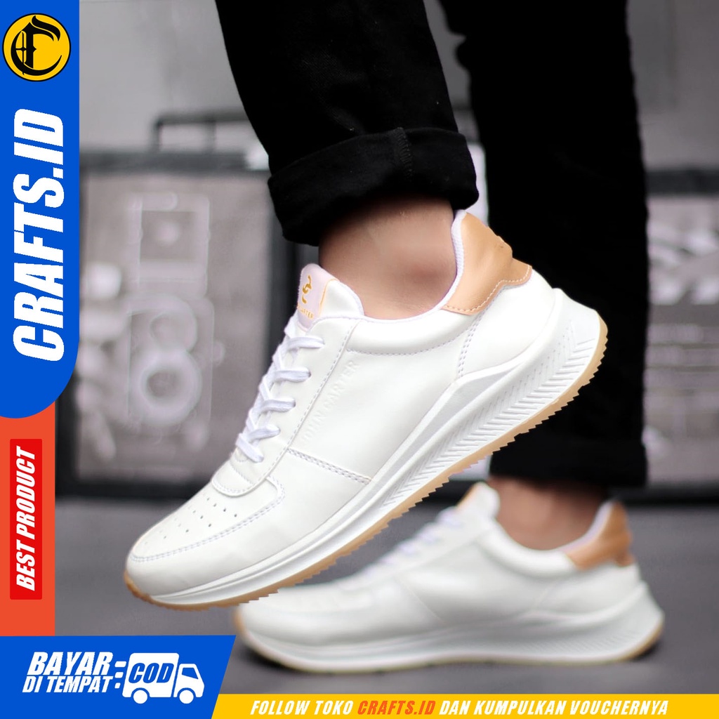 Sepatu Sneakers Pria Putih Hitam Casual Running Crafts Athen