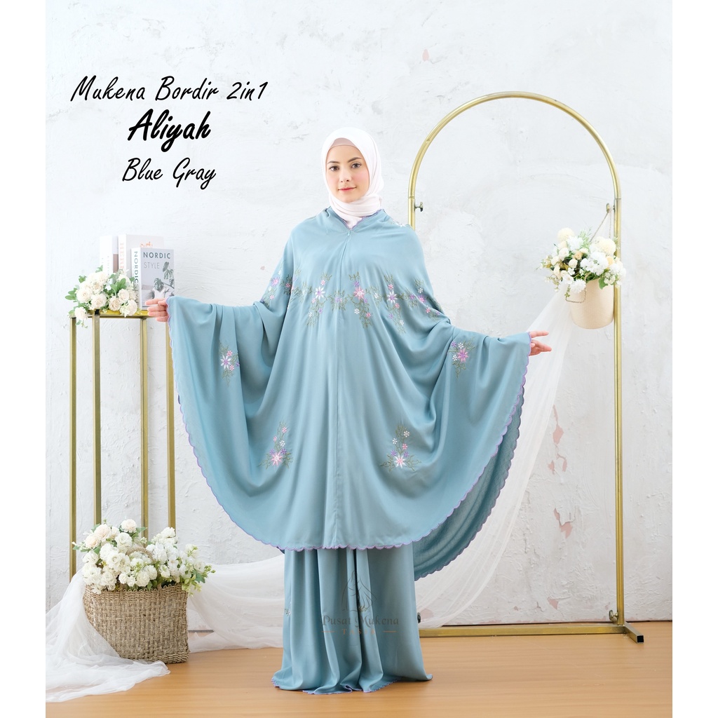 PUSAT GROSIR BELI MUKENA DEWASA 2IN1 JUMBO KATUN RAYON BORDIR MANUAL ALIYAH