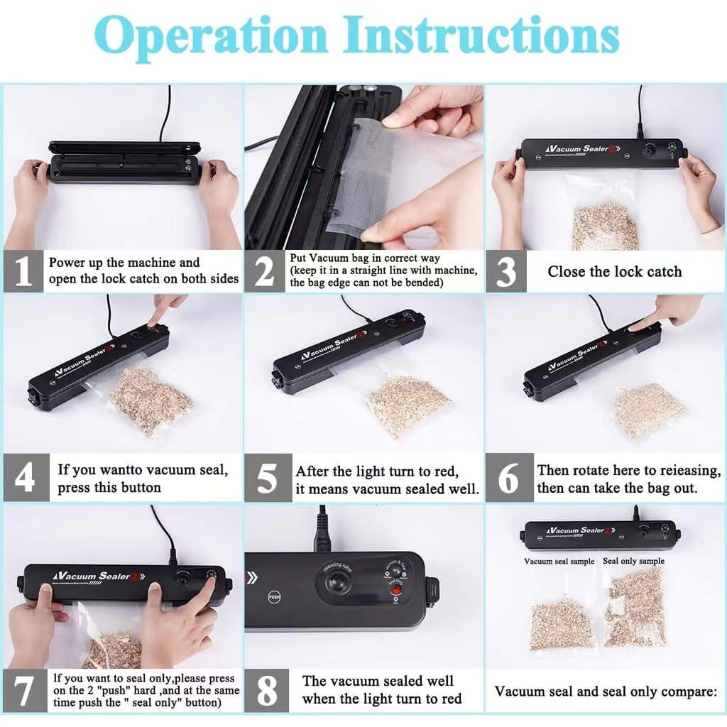 INDO KADO - FREE 10PCS PLASTIK - Mesin Vacuum Sealer Makanan Alat Vakum Dan Penyegel Pengemas Otomatis-5