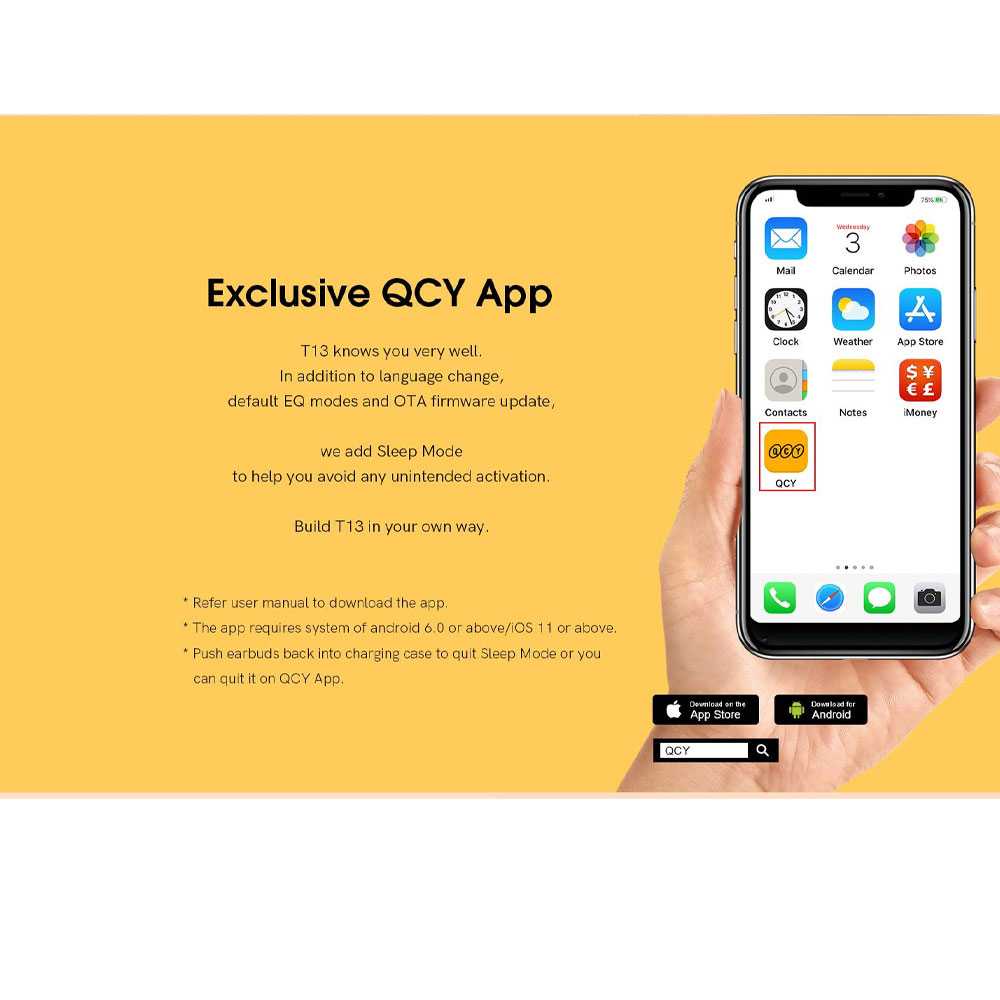 QCY TWS Earphone Wireless Bluetooth Touch Control Microphones - T13