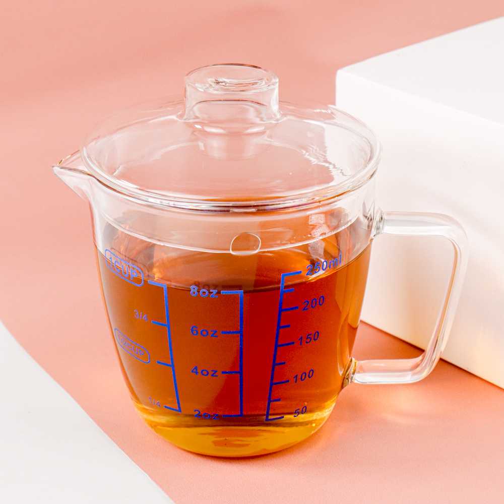 (BISA COD) FTIHSHP DROHOEY Gelas Teko Milk Jug Latte Art Borosilicate Knob Lid - ZM0081