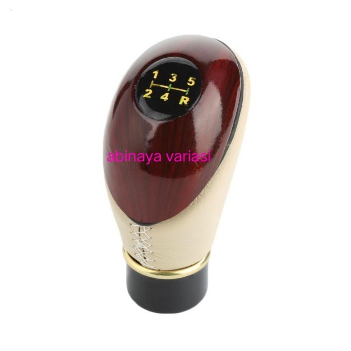 Gear Knob Mobil Agya Ayla Manual Shift Knob Motif Kayu Kulit