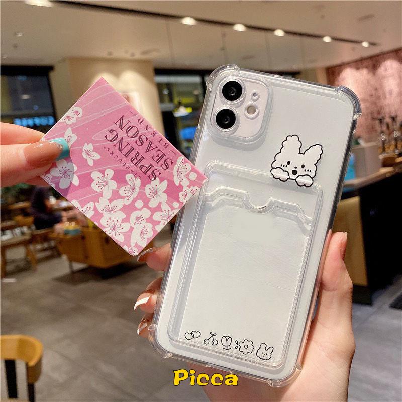 Casing Oppo A7 A55 A76 A55 A3S A12 A96 A54 A15 A95 A5 A9 2020 A74 A16 A15S A35 A11K A5S A12E A11 A36 Reno 8 7 6 Bening Rabbit Bear Dompet Card Holder Case Soft Tpu Cover