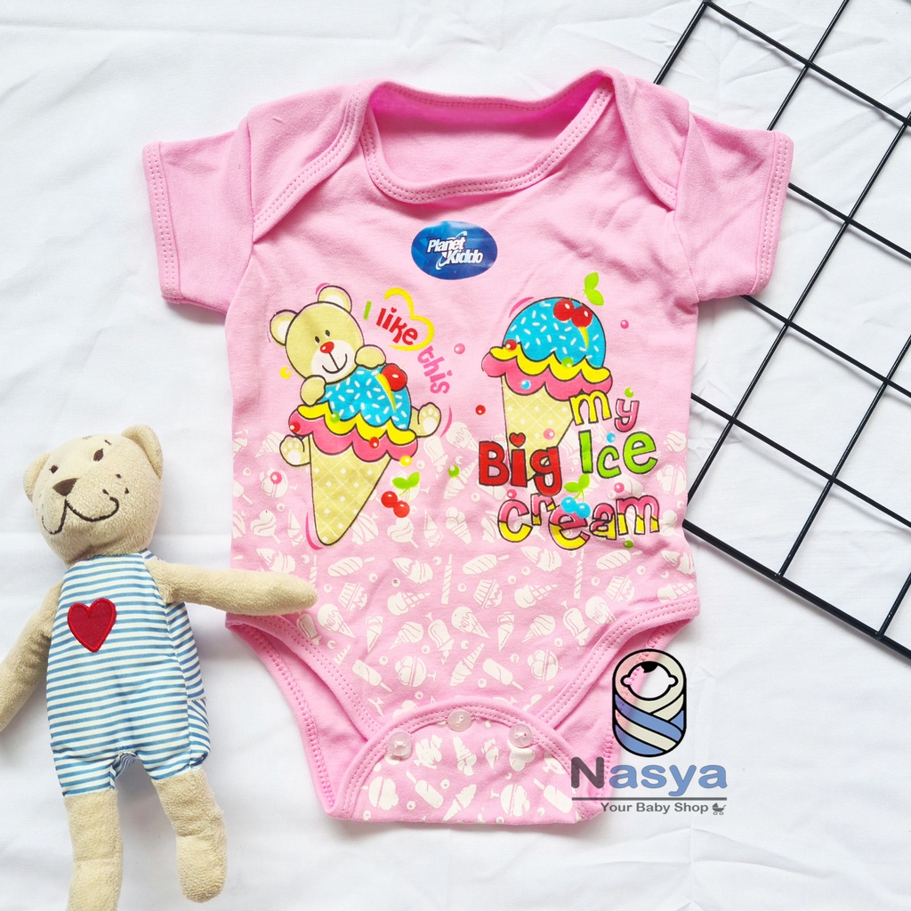 [P-015A] Jumper Bayi Perempuan Katun dengan kancing bawah (0-6 bulan)