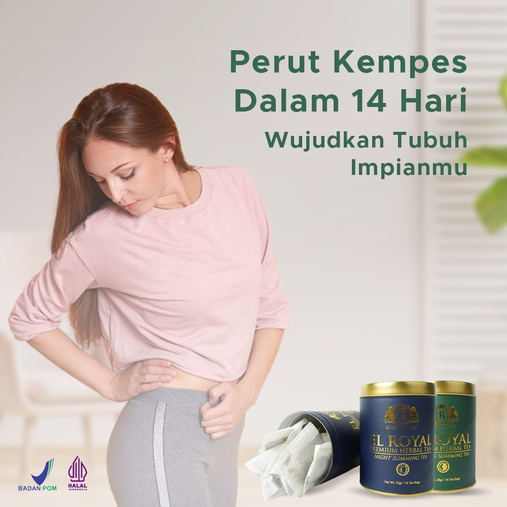 Teh Diet Detox Pelangsing Penurun Berat Badan Alami Pembakar Penghilang Peluntur Lemak Tubuh Badan Paha Lengan Perut Buncit El Royal Premium Herbal Tea Memperlancar Pencernaan Mengendalikan Nafsu Makan Ampuh Original BPOM