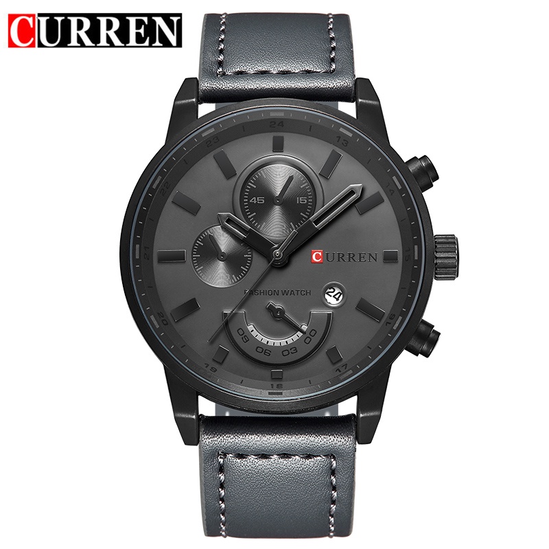 CURREN Pria Olahraga Kuarsa Watch Mens Watches Top Brand Luxury Quartz-Watch Kulit Militer Pergelang