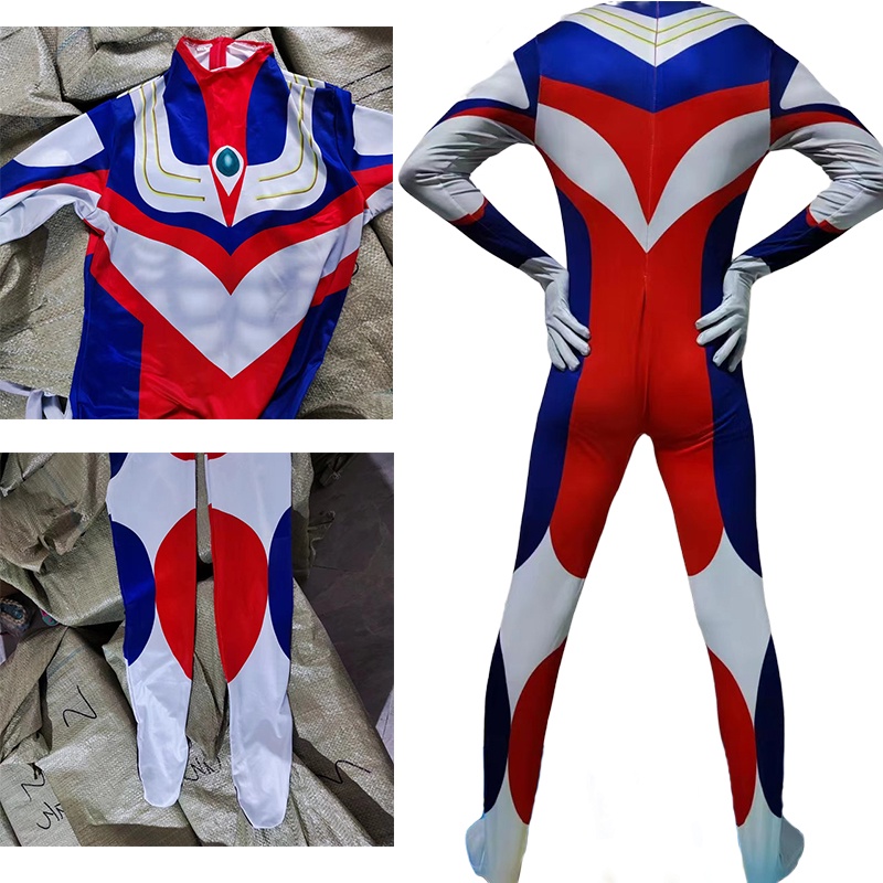 Hallowen Premium Ultramen Kostum Pria Dewasa dan Anak Superhero Cosplay Birthday Costume Party Bodysuit