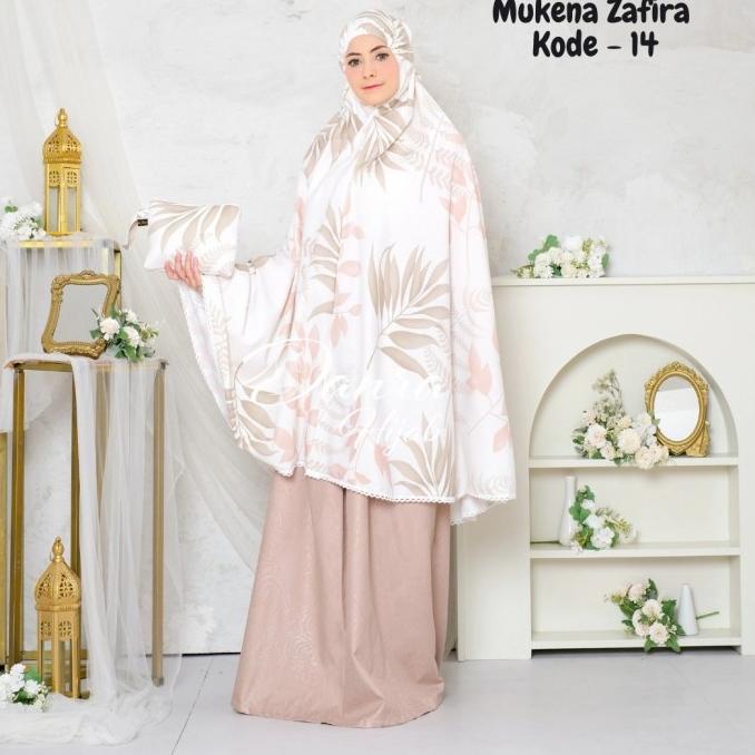 New Mukena Zafira Putih Pink Hijau Shabby Chic Katun Adem Danra Hijab