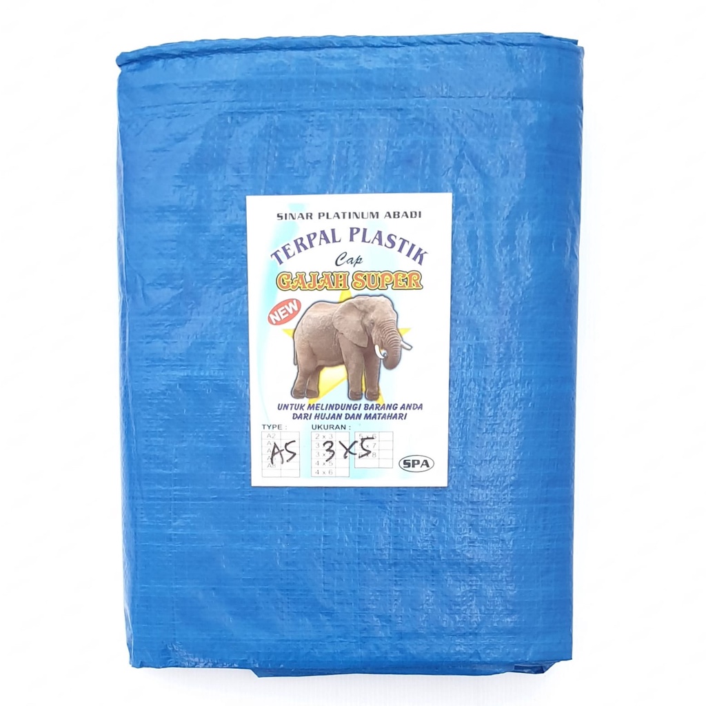 Gajah Super 100% A5 3x4 3x5 Meter Biru Muda Silver Terpal Plastik Bagus Awet Dan Murah