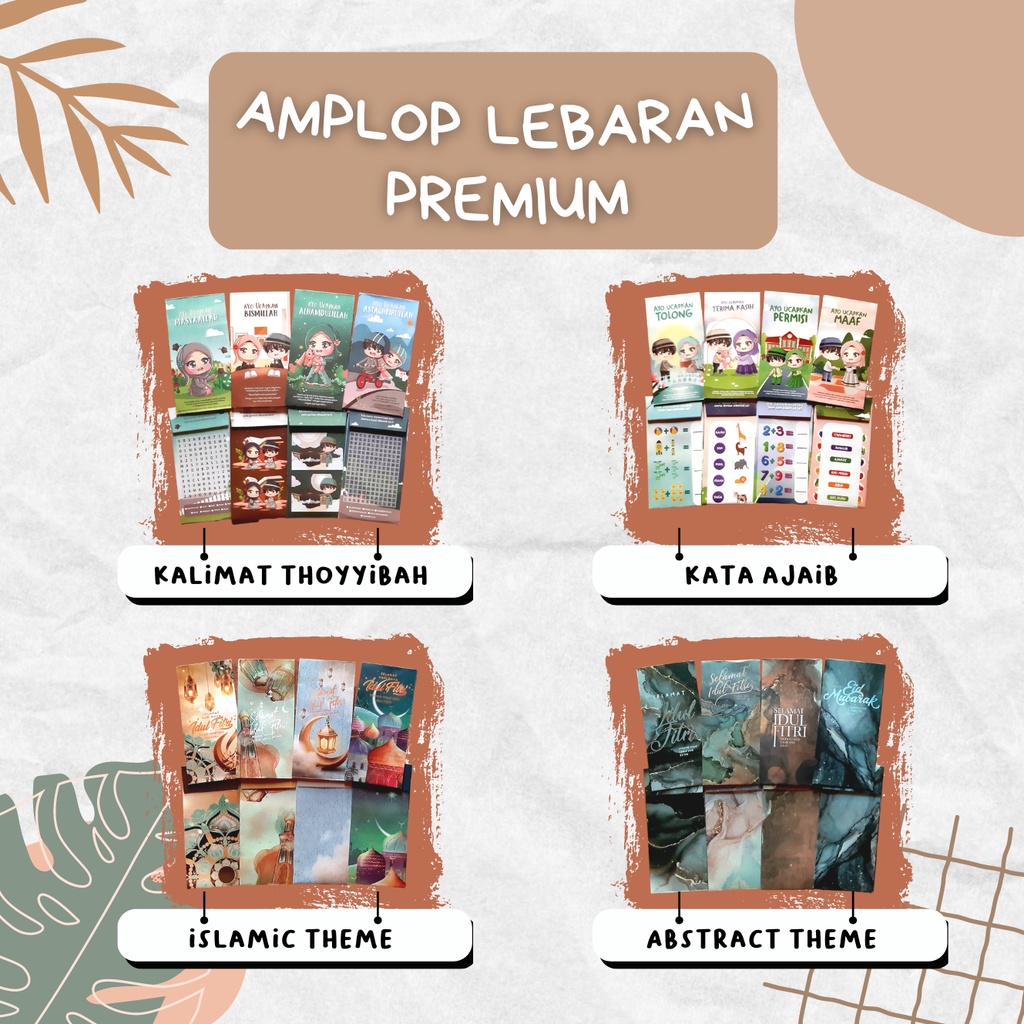 

[READY!!] AMPLOP LEBARAN PREMIUM 2024 /AMPLOP TEMA EDUKASI ANAK ISLAMI (BESAR UKURAN 13.5 X 7 CM)