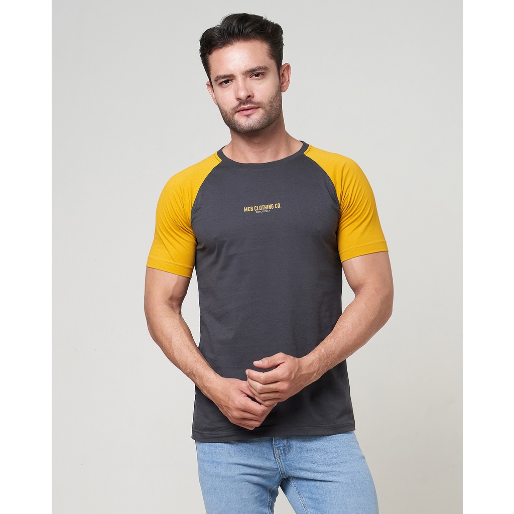 MCB T-shirt Pria Reguler Fit Raglan Basic Dylan Dessert Abu Tua [Size L] |  0116102-17102