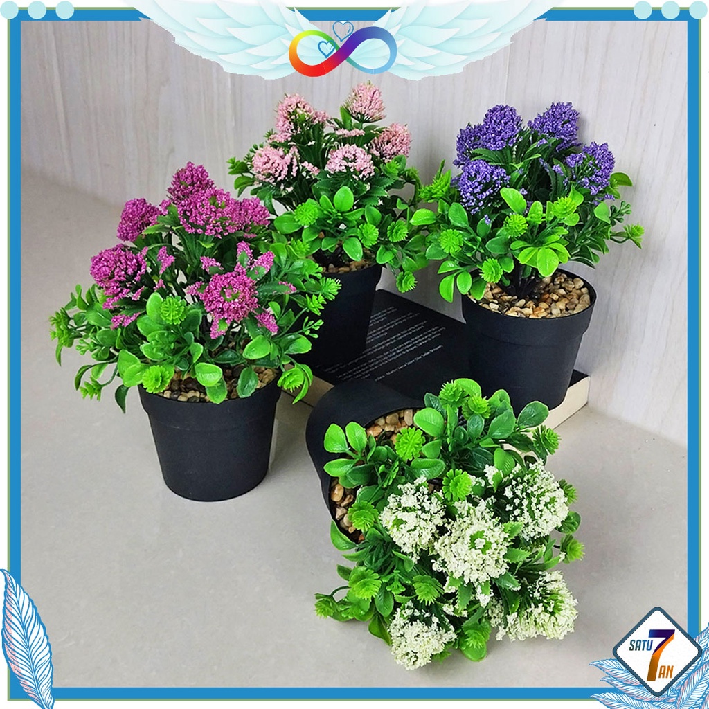 Tanaman Hias Plastik Ornamen Pot Bonsai Tanaman Bunga Pajangan Dekorasi Hiasan Rumah Import Artificial Flower Satu7an PBP89