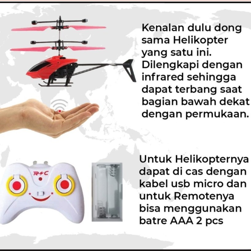 Aero Flying Helicopter Mainan Helikopter Terbang RC Remote Control Sensor Tangan