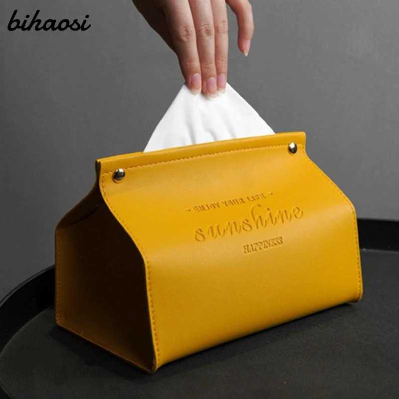 (BISA COD) FTIHSHP Bihaosi Kotak Tisu Premium Kulit Tissue Box V Mouth - ZJ008