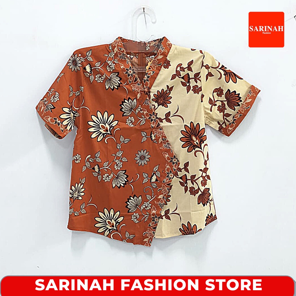 Blus Blouse Baju Batik Lengan Pendek Size XL