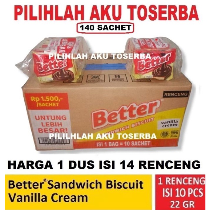 

Biskuit Roma Better Sandwich Biskuit Renceng - 1 KARDUS ISI 14 RENCENG