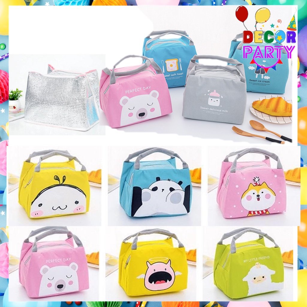 DP Tas Bekal Karakter Lucu Moitf Unik Lunch Bag Cooler Makanan Anak Tas Lunch Box Karakter Cute